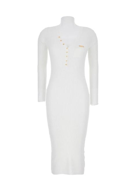 Abito ELISABETTA FRANCHI donna AM10B56 Bianco tubino slim aderente scollo a v maniche lunghe ELISABETTA FRANCHI | AM10B56360
